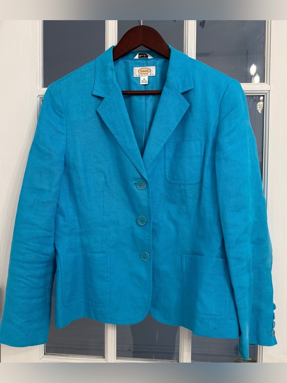 TALBOTS Petites Women’s Light Blue 100% Irish Linen Blazer Jacket Size 14